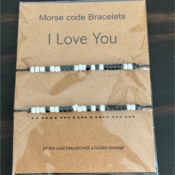 NIB Morse Code "I Love You" Bracelet Set - Picture 4 of 6
